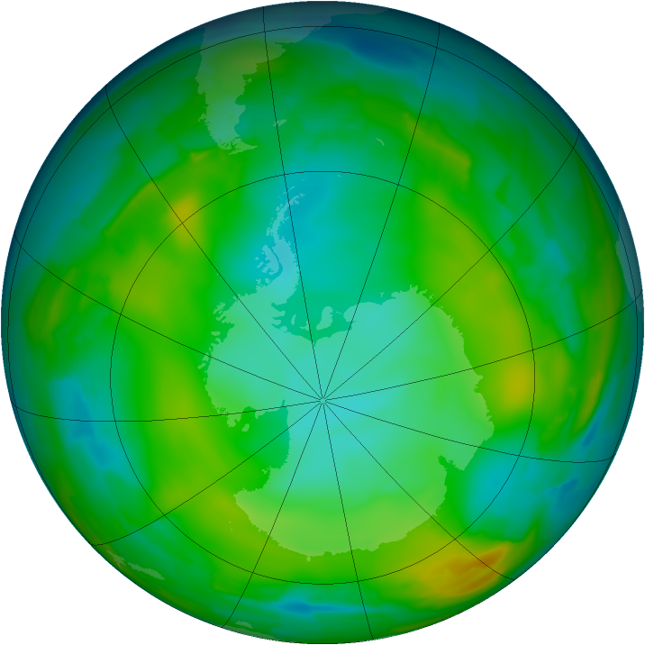 Antarctic ozone map for 07 July 2010